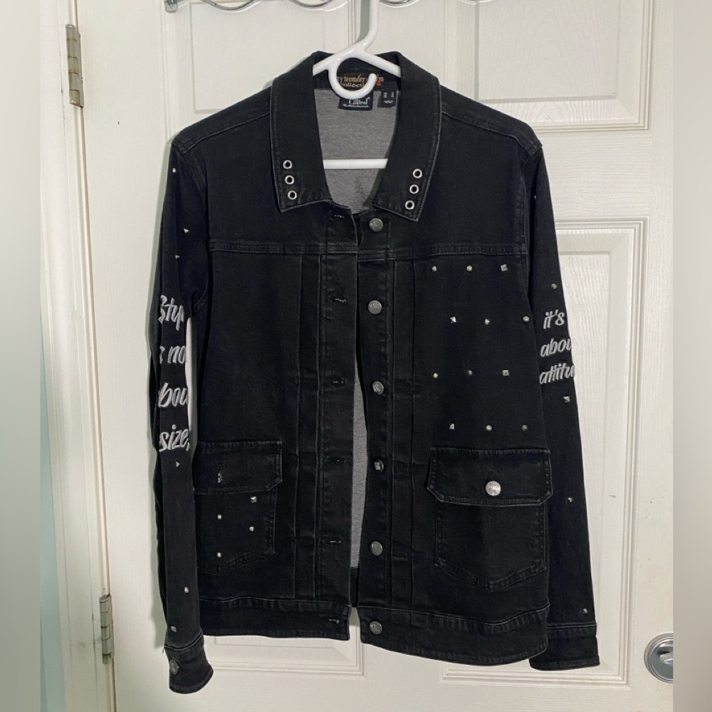 Black studded denim jacket